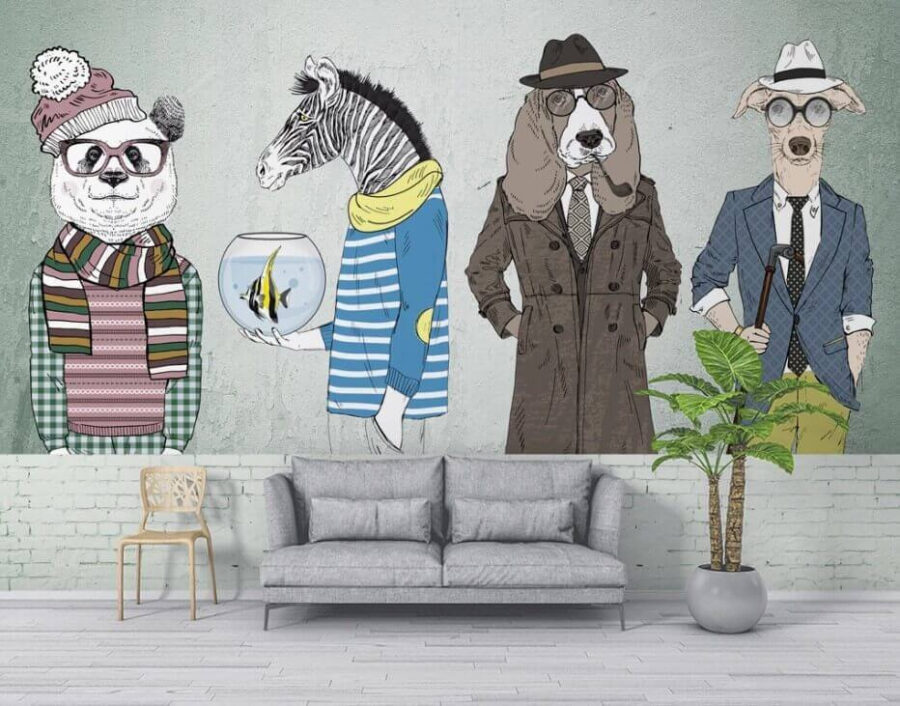 Mur avec têtes d'animaux