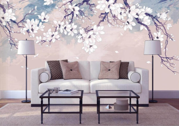 Fleurs blanches sur une branche d'arbre Fleurs blanches sur une branche d'arbre