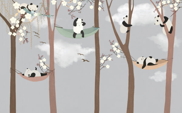 Pandas en hamac dans les arbres Pandas en hamac dans les arbres