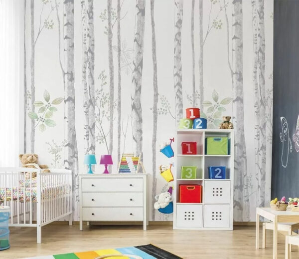 Papier peint avec des arbres et des feuilles Papier peint avec des arbres et des feuilles