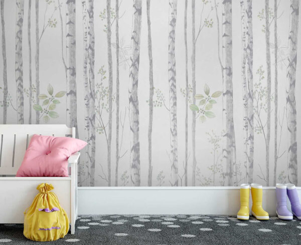 Papier peint avec des arbres et des feuilles Papier peint avec des arbres et des feuilles