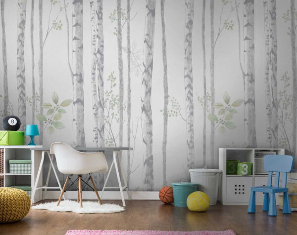 Papier peint avec des arbres et des feuilles Papier peint avec des arbres et des feuilles