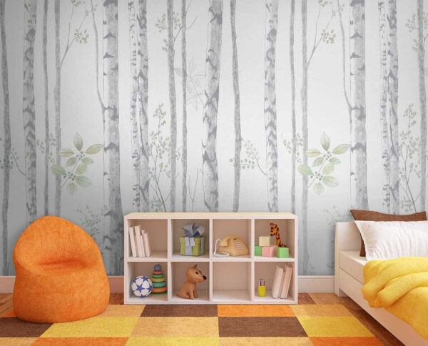Papier peint avec des arbres et des feuilles Papier peint avec des arbres et des feuilles