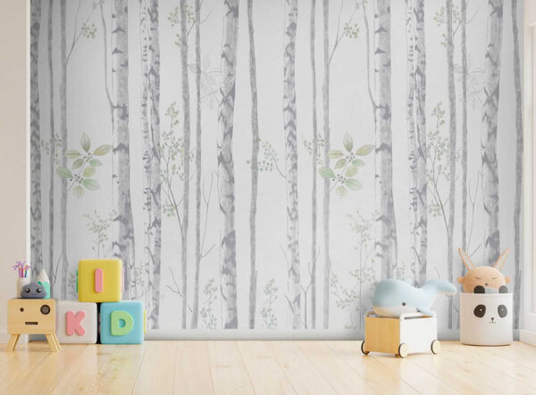 Papier peint avec des arbres et des feuilles Papier peint avec des arbres et des feuilles