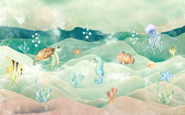 Vie marine avec hippocampes et algues Vie marine avec hippocampes et algues