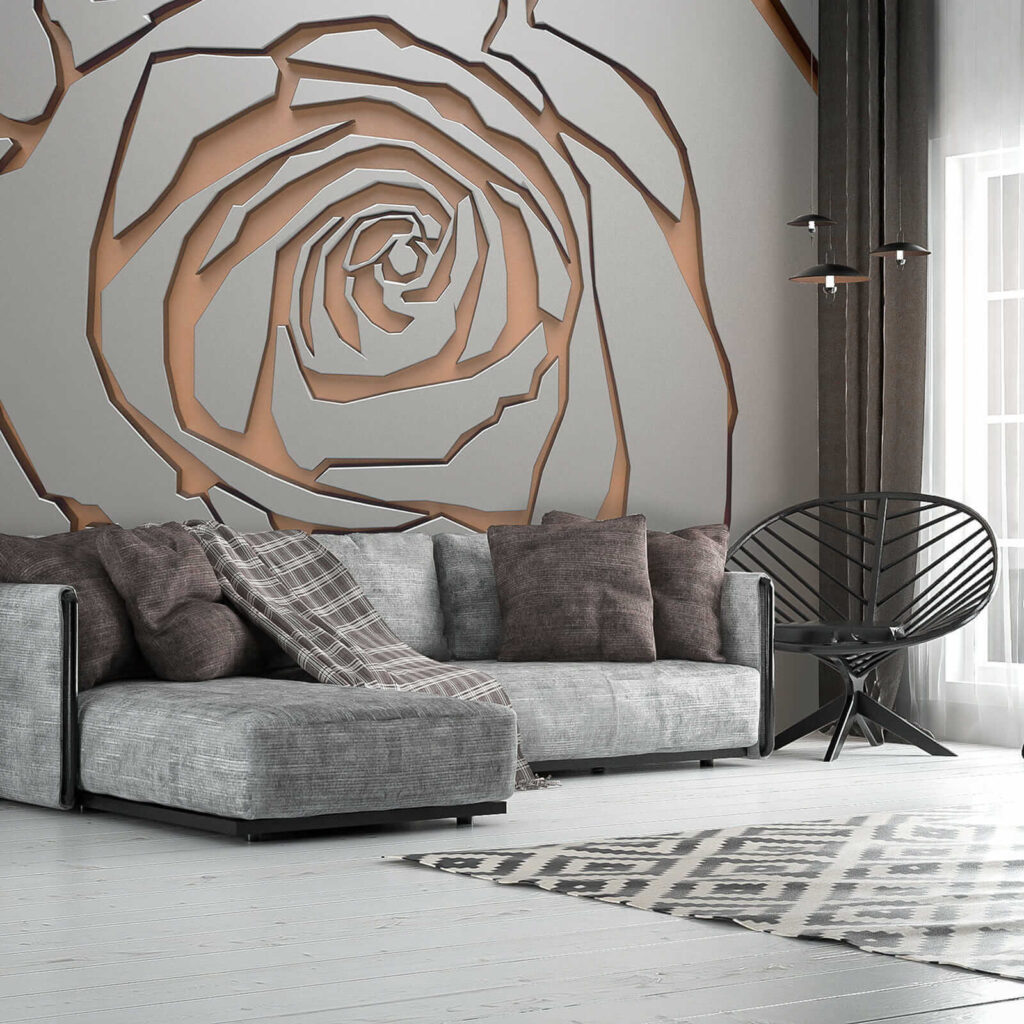 Abstract rose design in metallic texture