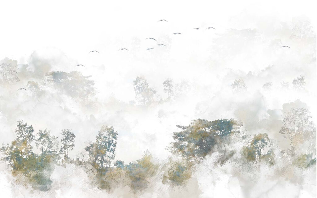 Oiseaux volant au-dessus des arbres Oiseaux volant au-dessus des arbres