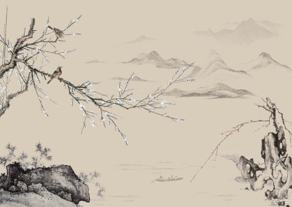 Peinture d'oiseaux sur une branche Peinture d'oiseaux sur une branche