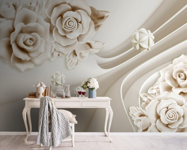 Roses blanches et vagues blanches Roses blanches et vagues blanches