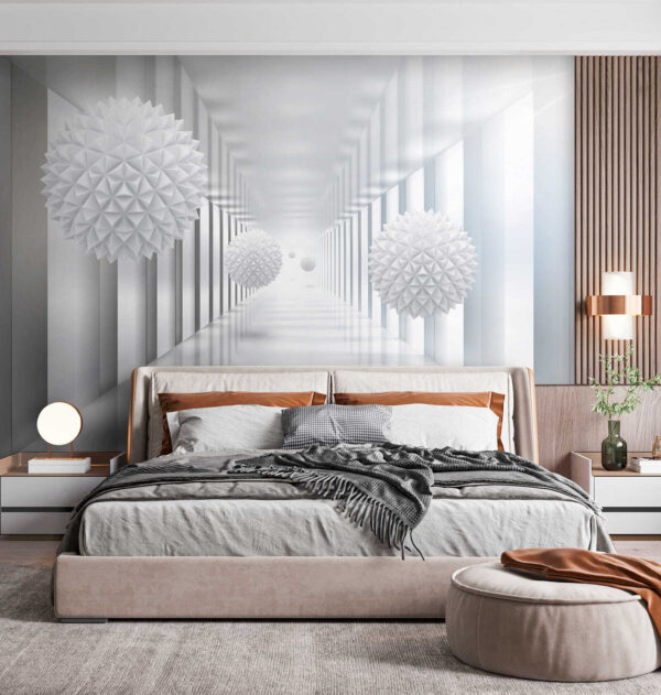 Chambre blanche avec boules blanches Chambre blanche avec boules blanches