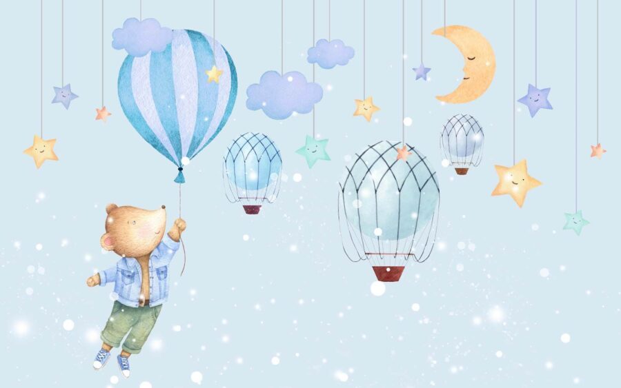 Ours de dessin animé tenant un ballon