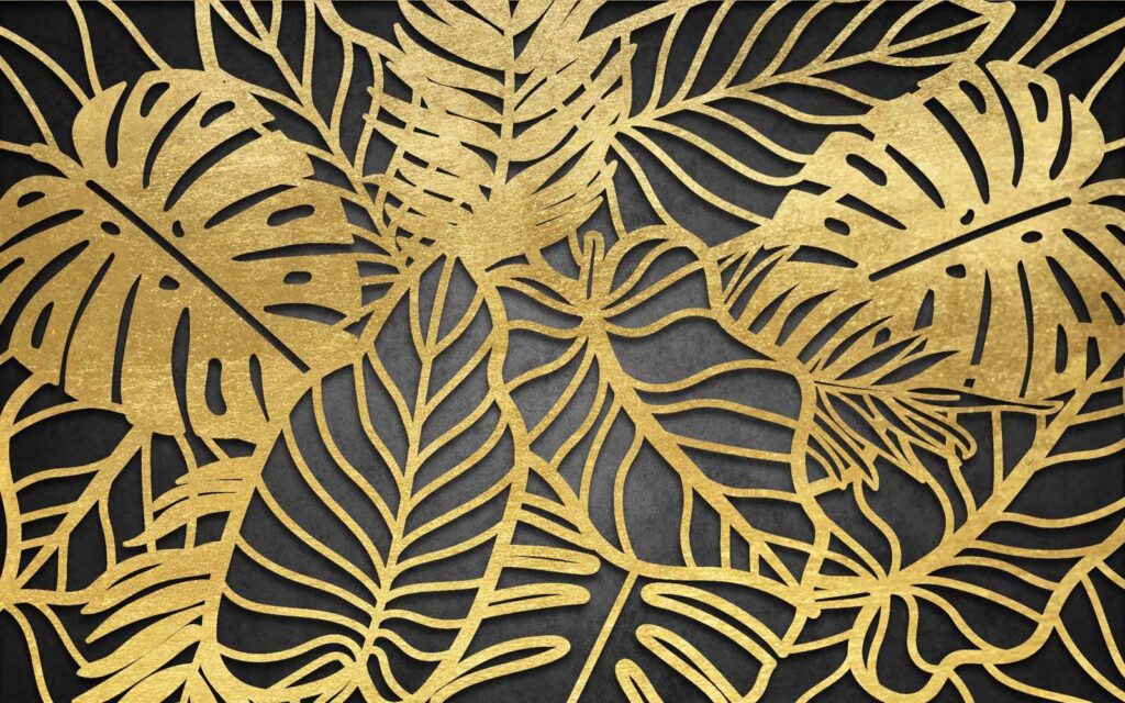 Motif artistique de feuillage sur fond sombre Motif artistique de feuillage sur fond sombre