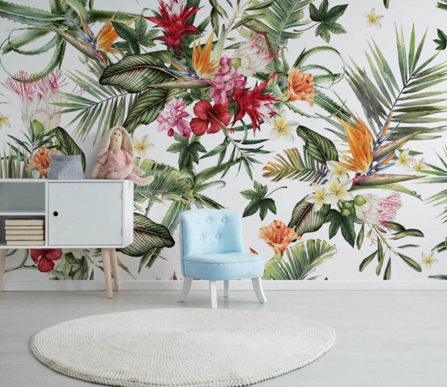 Motif de fleurs et de feuilles