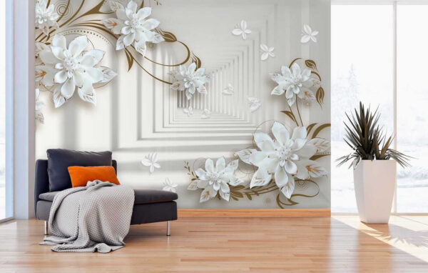 Motif de fleur blanche sur fond blanc Motif de fleur blanche sur fond blanc