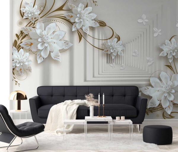 Motif de fleur blanche sur fond blanc Motif de fleur blanche sur fond blanc
