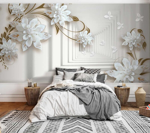Motif de fleur blanche sur fond blanc Motif de fleur blanche sur fond blanc