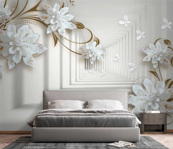 Motif de fleur blanche sur fond blanc Motif de fleur blanche sur fond blanc