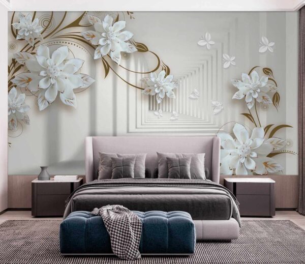Motif de fleur blanche sur fond blanc Motif de fleur blanche sur fond blanc