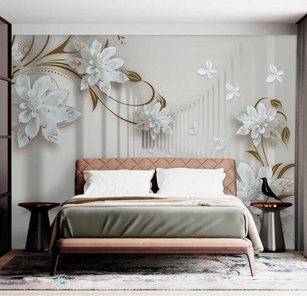 Motif de fleur blanche sur fond blanc Motif de fleur blanche sur fond blanc