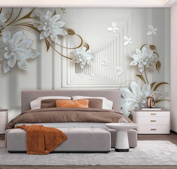 Motif de fleur blanche sur fond blanc Motif de fleur blanche sur fond blanc