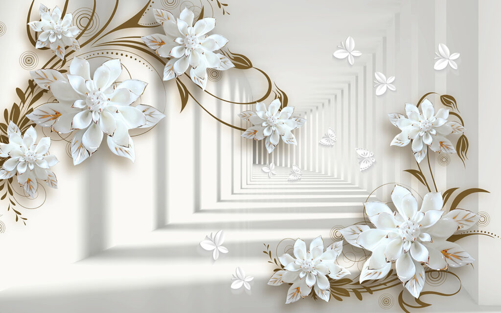 Motif de fleur blanche sur fond blanc Motif de fleur blanche sur fond blanc