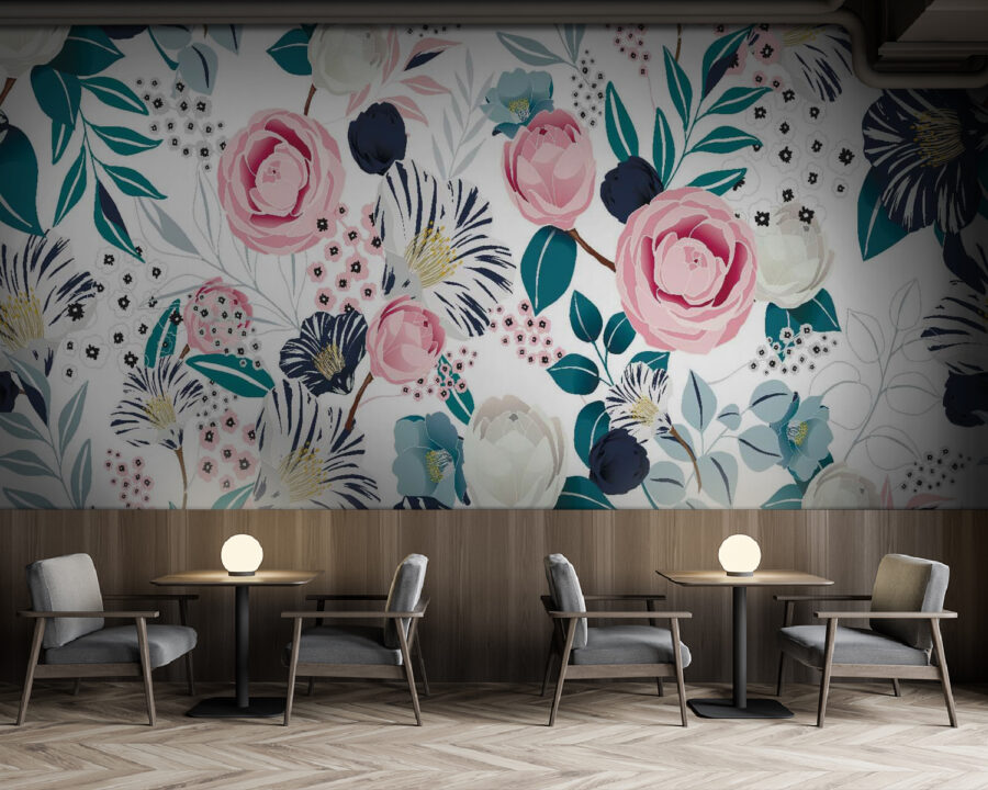 Motif de fleurs et de feuilles