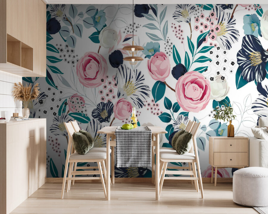 Motif de fleurs et de feuilles