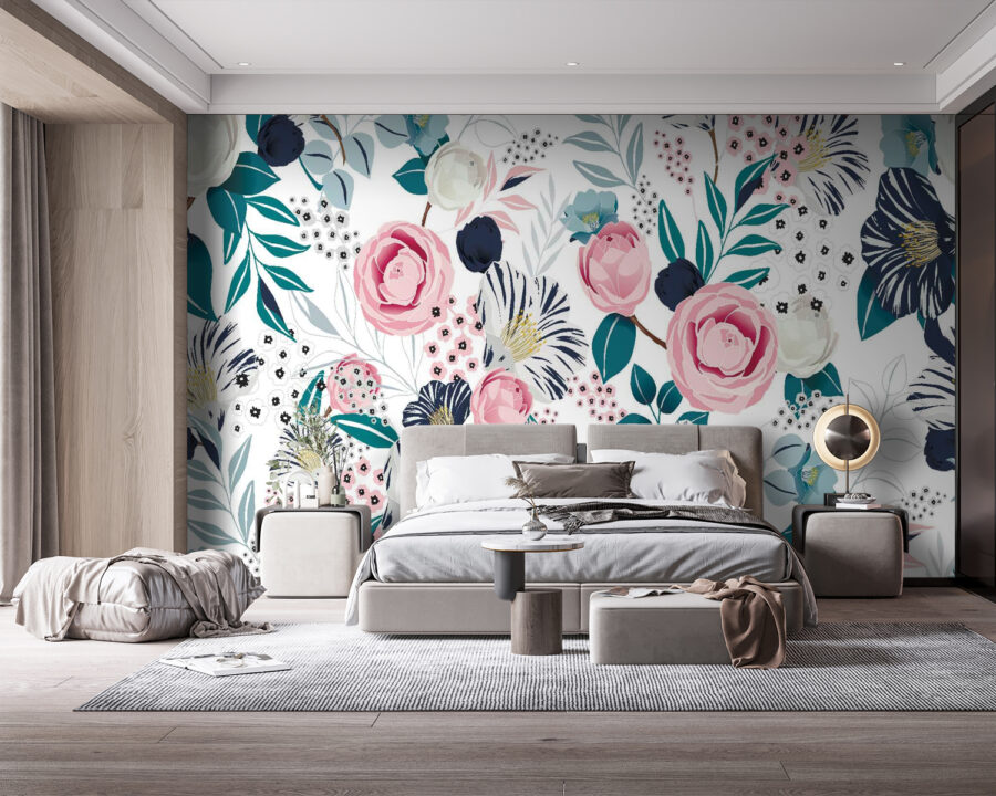 Motif de fleurs et de feuilles