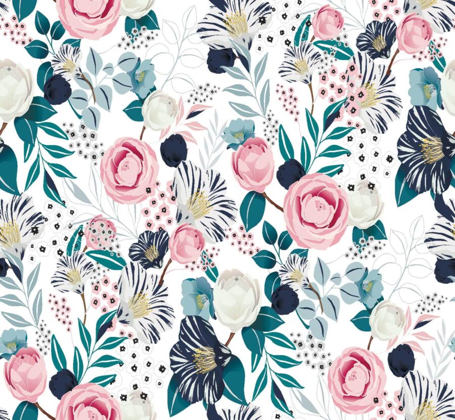 Motif de fleurs et de feuilles
