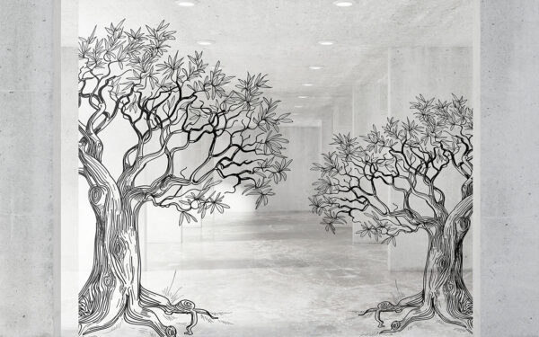 Groupe d'arbres dessinés sur le mur Groupe d'arbres dessinés sur le mur