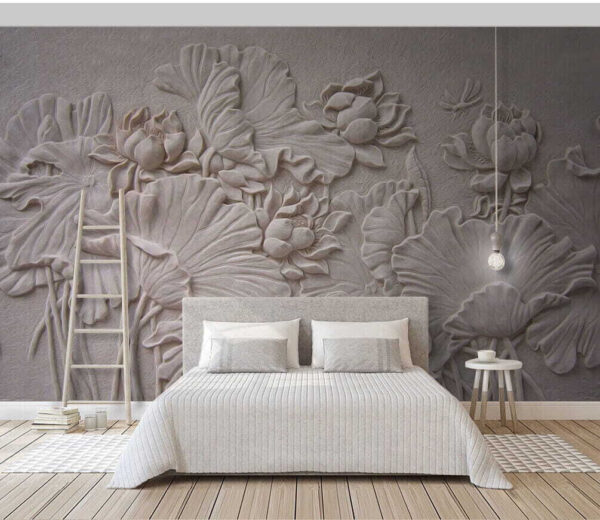 Elegant floral relief design in beige Elegant floral relief design in beige