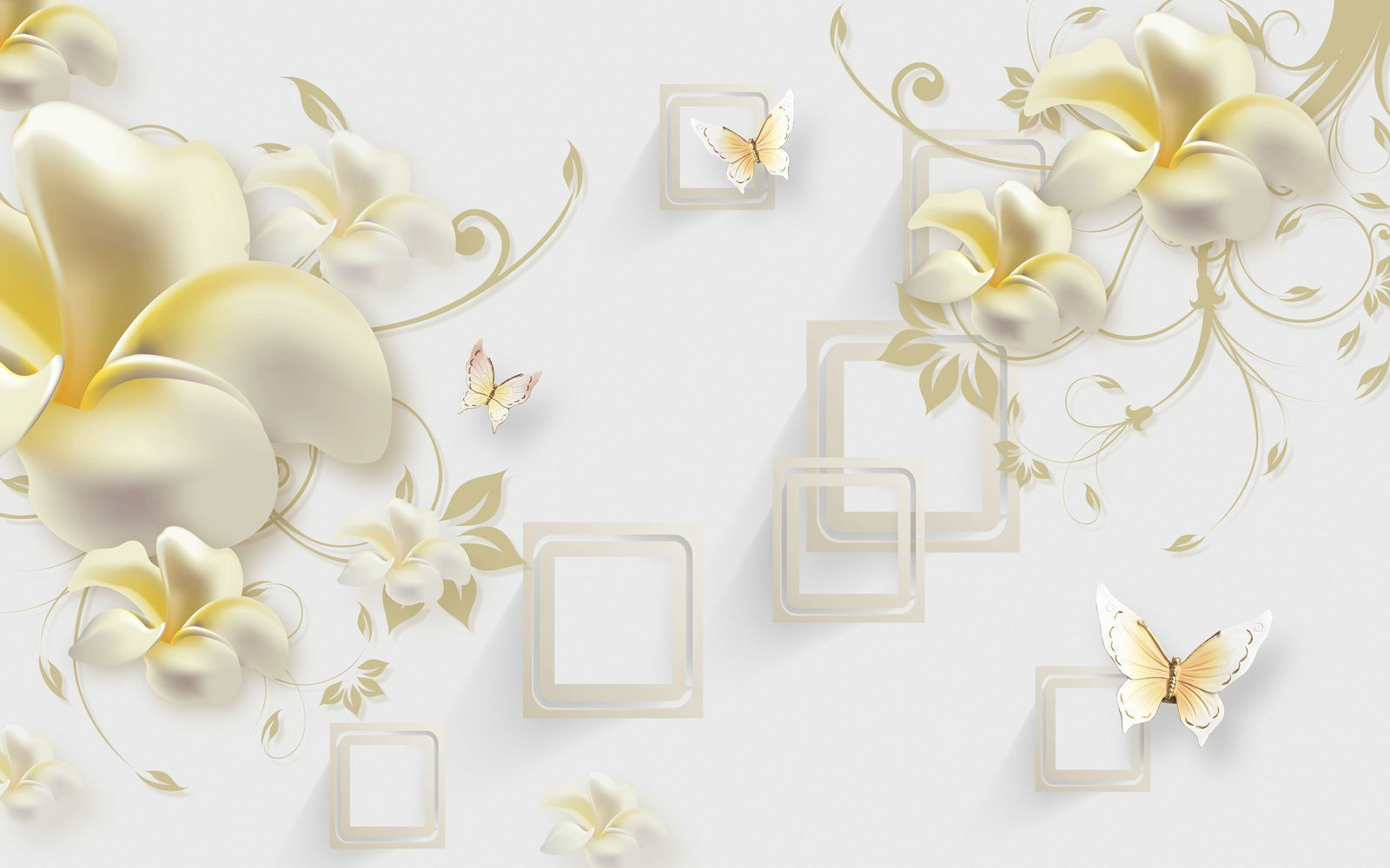 Papier peint avec des fleurs et des papillons u21126p - Papier peint avec des fleurs et des papillons - tegory