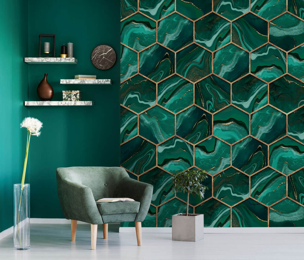Motif hexagonal vibrant en marbre u20398pig1m - Motif hexagonal vibrant en marbre - tegory