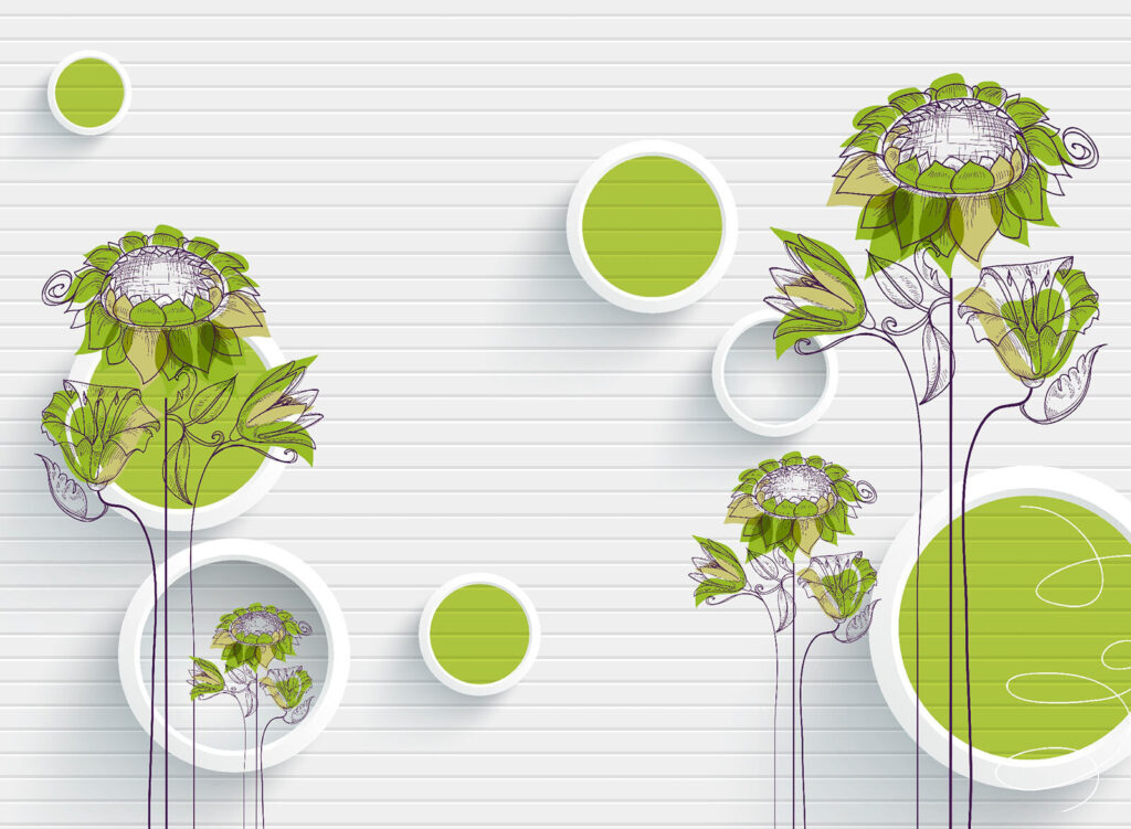 Papier peint avec des fleurs et des cercles u18803p 1024x751 - Papier peint avec des fleurs et des cercles - tegory