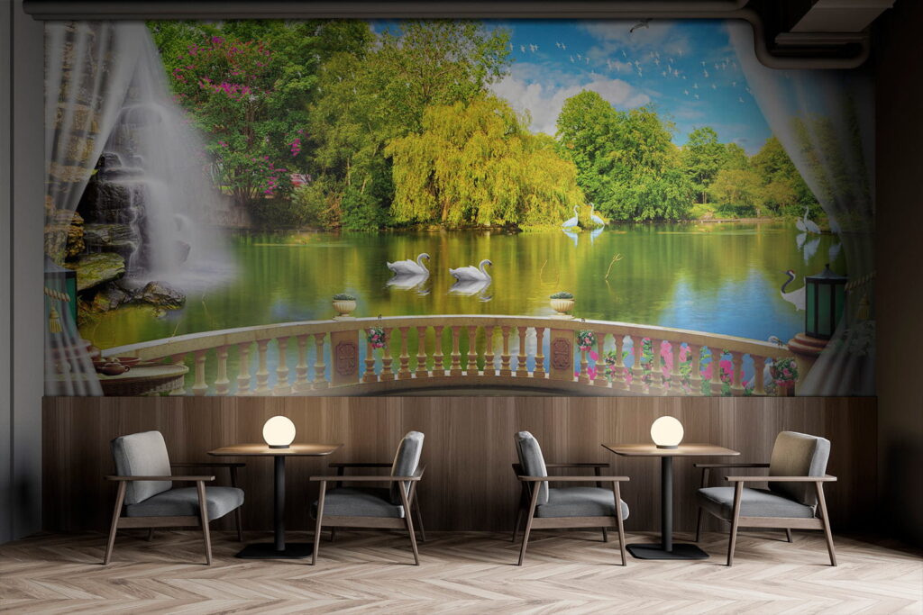 Vue d'un étang avec des oiseaux et des arbres u18753piz1 1024x683 - Vue d'un étang avec des oiseaux et des arbres - tegory