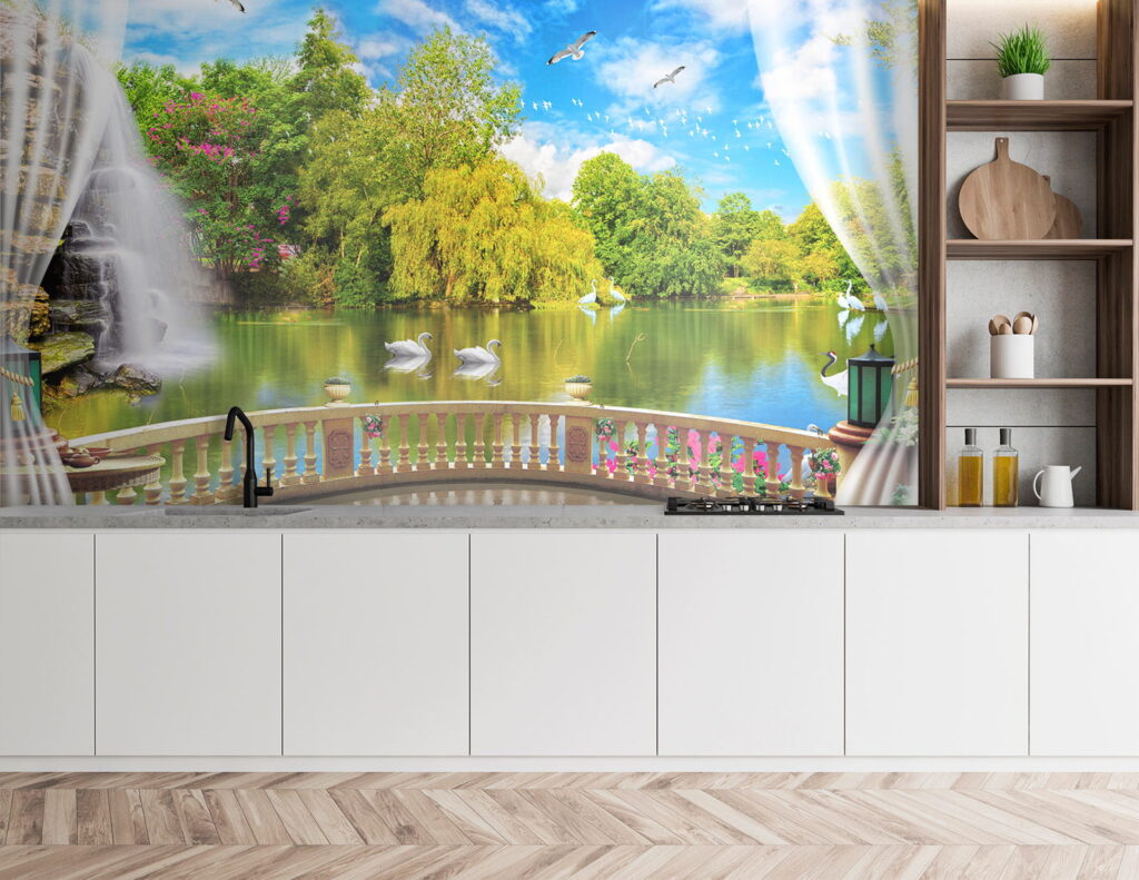 Vue d'un étang avec des oiseaux et des arbres u18753pik4 1024x791 - Vue d'un étang avec des oiseaux et des arbres - tegory