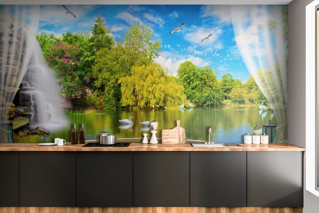 Vue d'un étang avec des oiseaux et des arbres u18753pik3 1024x683 - Vue d'un étang avec des oiseaux et des arbres - tegory