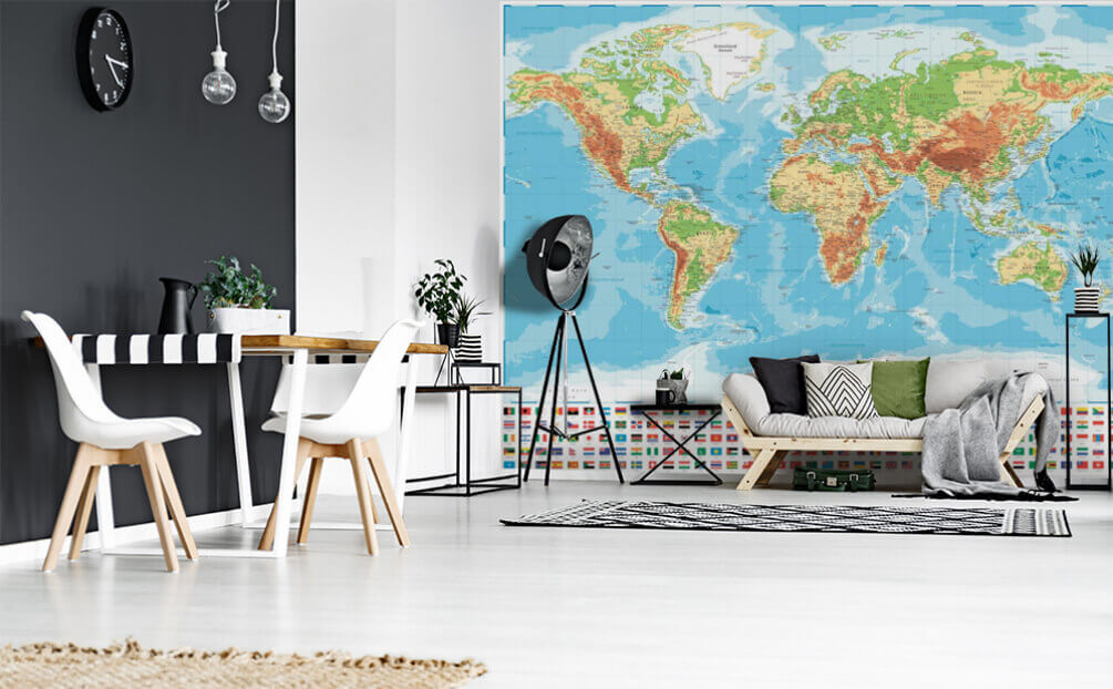 u18208pig1m - Carte du monde avec différents drapeaux - tegory