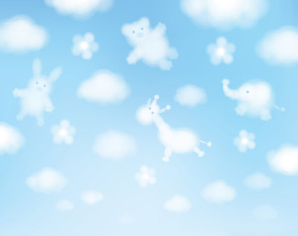 Ciel bleu avec nuages et animaux Ciel bleu avec nuages et animaux