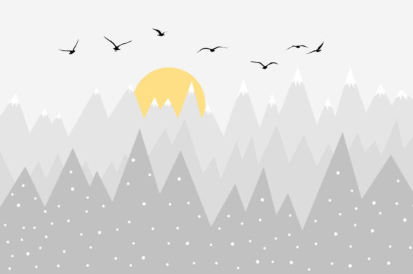 Oiseaux volant au-dessus des montagnes Oiseaux volant au-dessus des montagnes