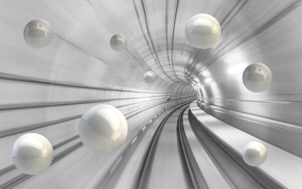 Boules blanches dans un tunnel Boules blanches dans un tunnel