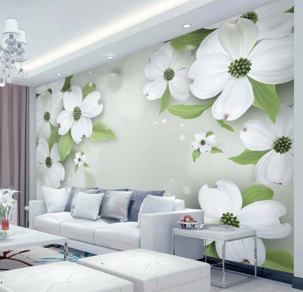 Fleurs blanches avec feuilles vertes u17150pig1m - Fleurs blanches avec feuilles vertes - tegory