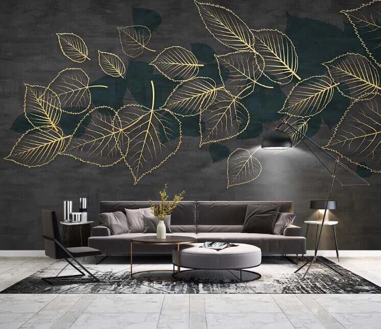 Dessin de feuilles sur fond noir u13983pig1m - Dessin de feuilles sur fond noir - tegory