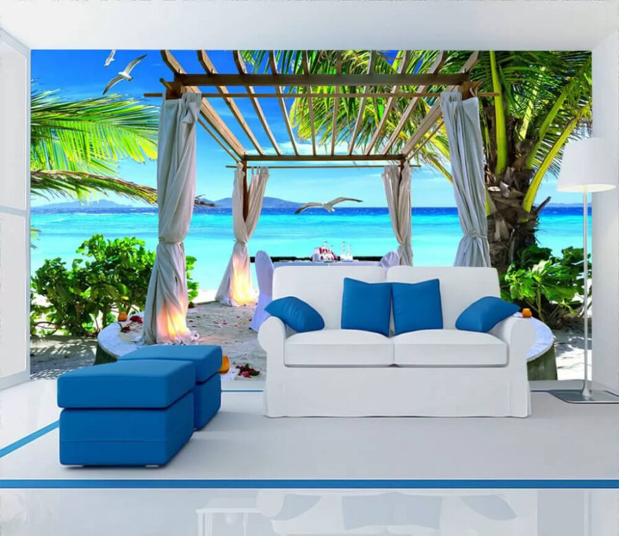Table dressée sur une plage