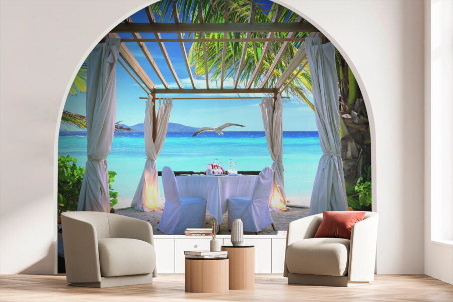 Table dressée sur une plage
