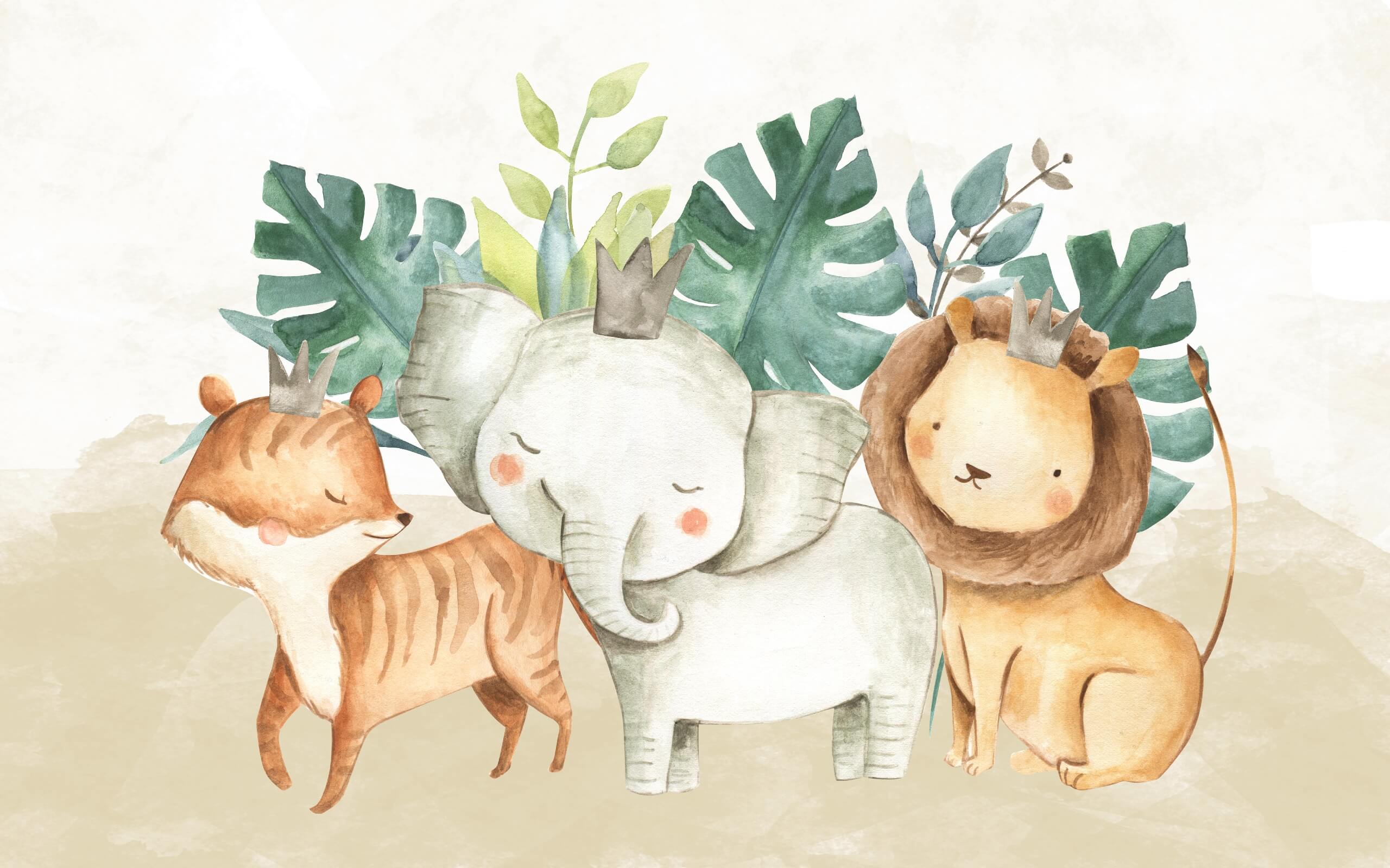 u12842p - Groupe d'animaux avec des couronnes - tegory