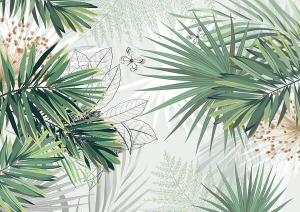 Feuillage tropical avec des papillons délicats u12819p 600x424 - Feuillage tropical avec des papillons délicats