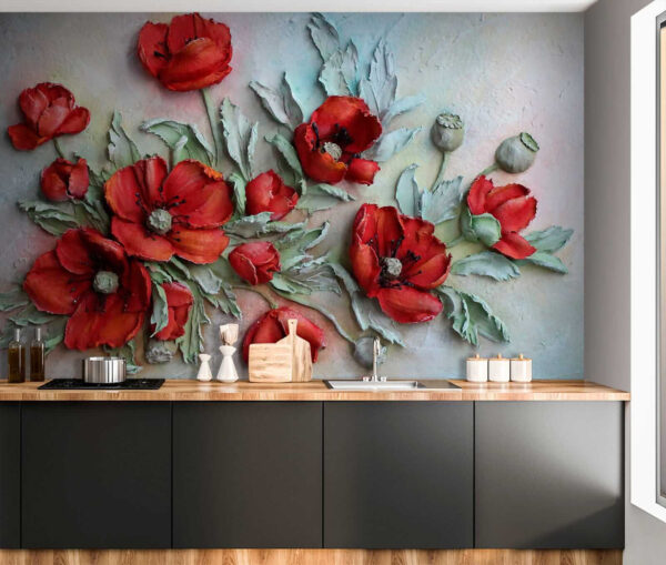 Fleurs rouges vibrantes dans des teintes douces. Fleurs rouges vibrantes dans des teintes douces.