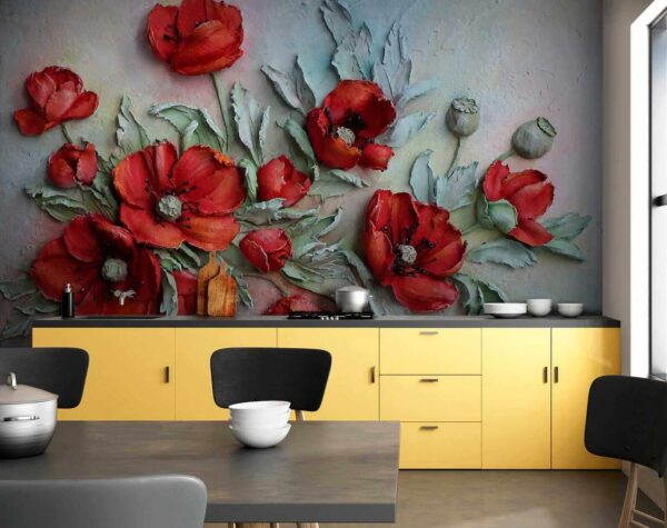 Fleurs rouges vibrantes dans des teintes douces. Fleurs rouges vibrantes dans des teintes douces.