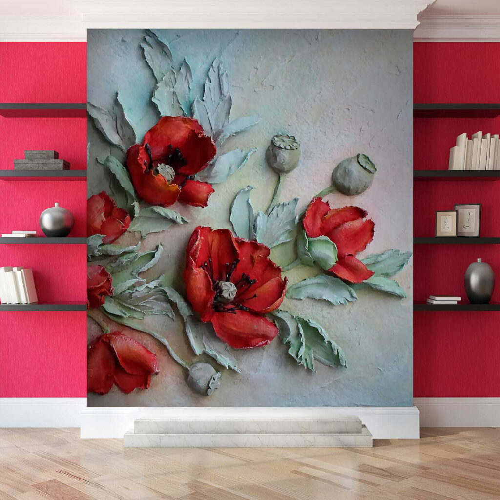 Vibrant red flowers in soft hues